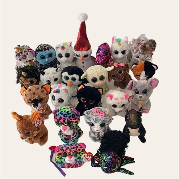 TY Beanie Boos Plush Glittery Eyes Figure Lot Of 24 Toys 6" Giselle Dotty Pixy